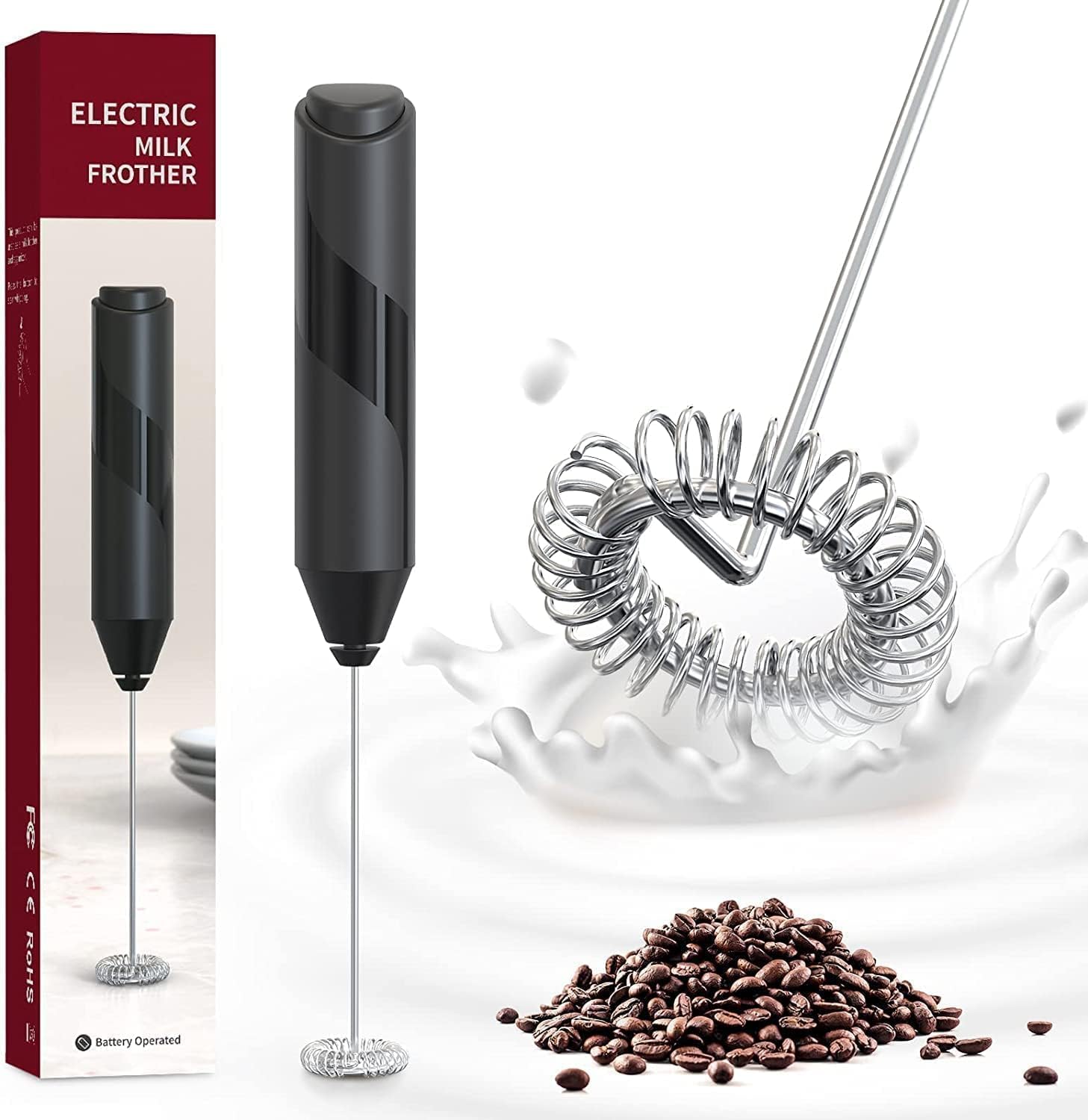 sshop Electric Milk Frother Handheld Foam Maker | Battery Operated Coffee Whisk for Latte, Cappuccino, Hot Chocolate & Drinks | Stainless Steel Frothing Wand for Kitchen Use-image-18