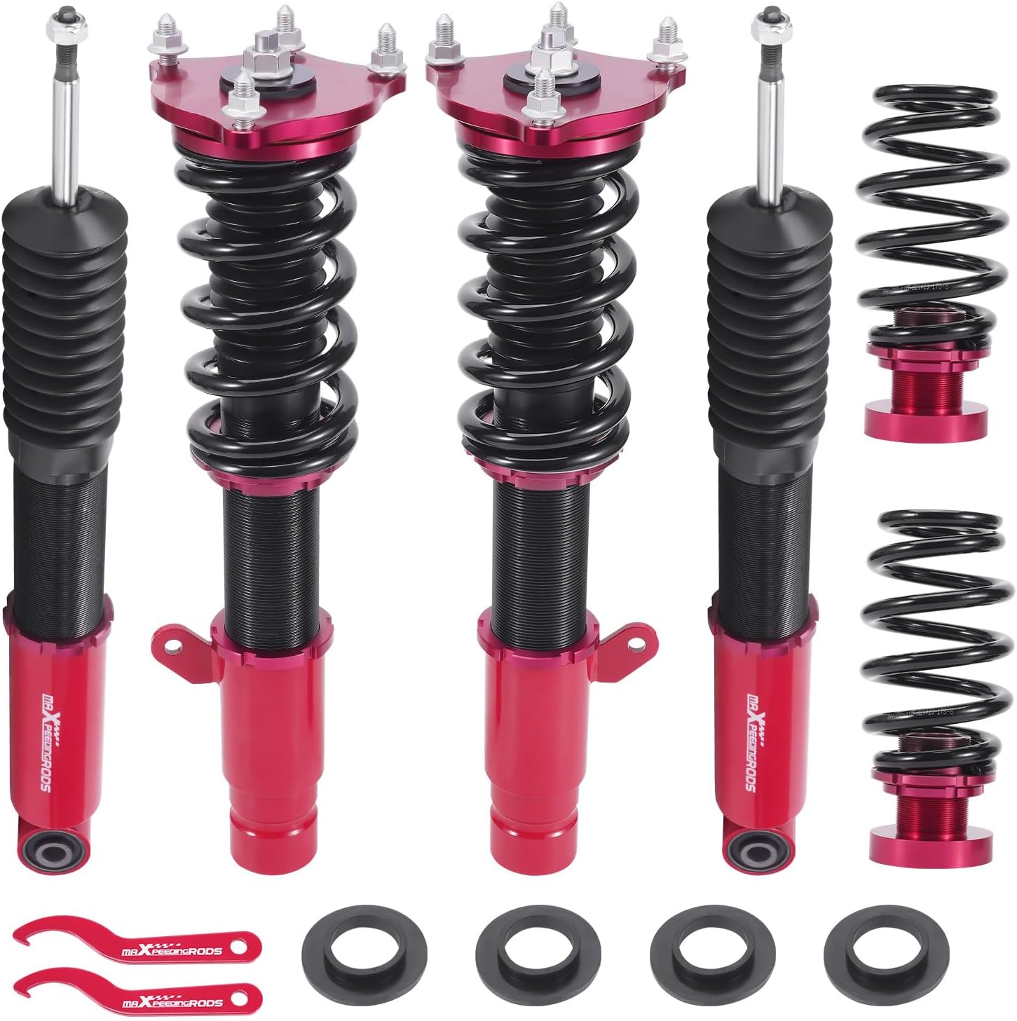 maXpeedingrods Coilovers for Honda Accord CV1/CV2/CV3 2018-2022, Height Adjustable Coilovers Suspension Kit, Preset Damping Shock Absorber Struts Lowering Kit Red