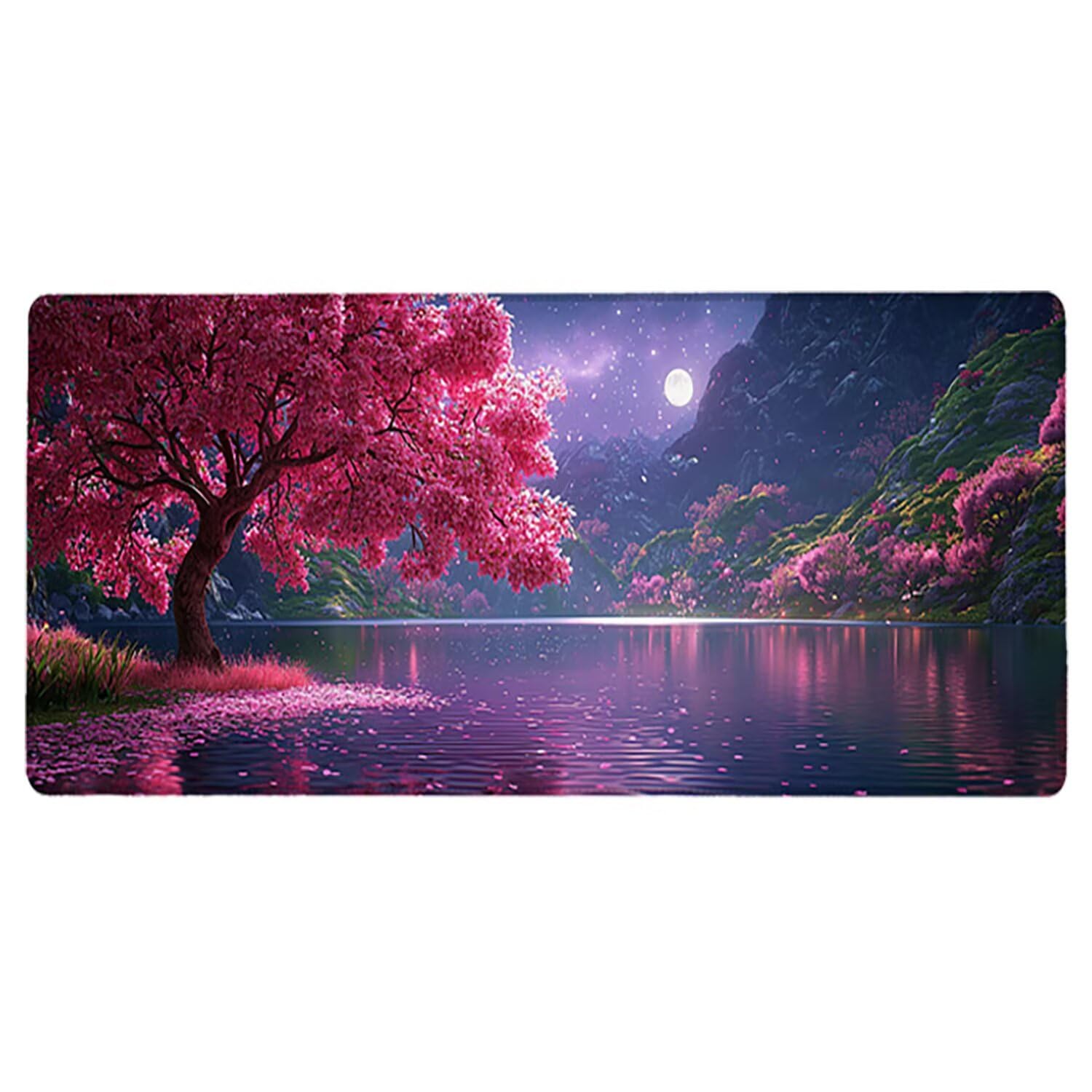 Podkładka pod mysz do gier XXL - 1400x600x3mm - Kwiaty wiśni duża antypoślizgowa podkładka pod klawiaturę biurową z przeszytymi krawędziami, zimowa duża podkładka pod mysz do biura i domu, poprawia