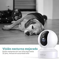 Vista 6 de Cámara para mascotas, cámara para perros HD 2K con aplicación para teléfono, cámara para cachorros con vista panorámica de 360°, llamada con un clic