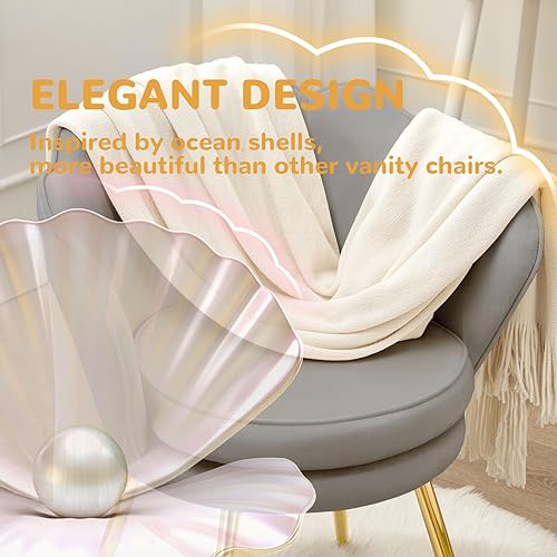 Miniatura 4 de Silla de tocador de terciopelo con respaldo, silla pequeña moderna de mediados de siglo para sala de estar, patas de metal dorado, silla de