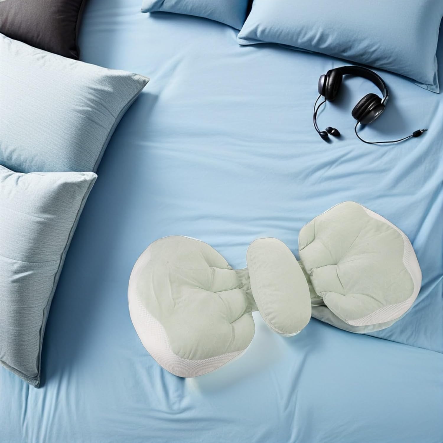 Vaguelly Pregnancy Pillow Side Sleeping Maternity Pillow for Pregnant Women Green Full Body Support Cushion for Back Belly Hips and Legs Comfortable Sleep