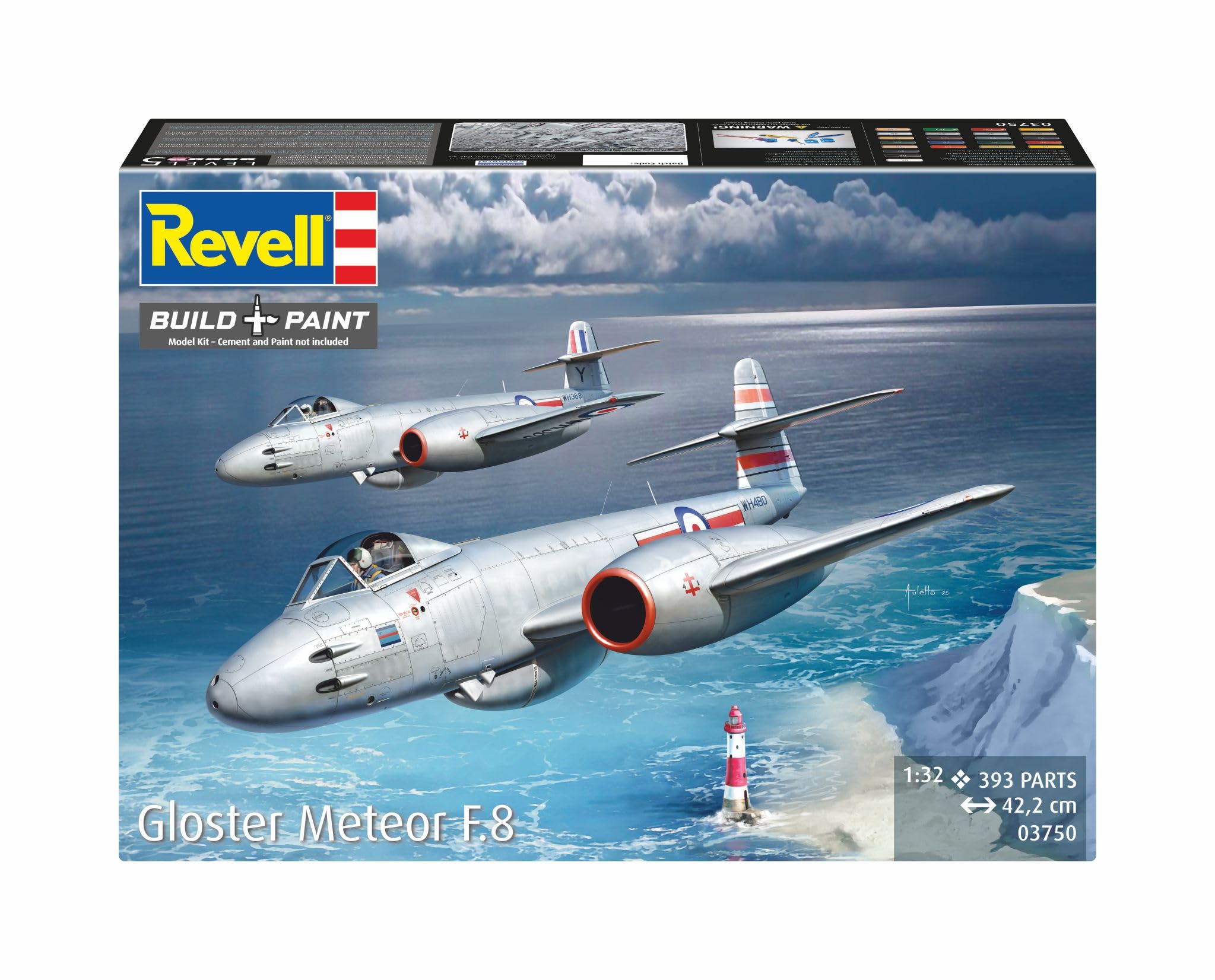 Revell 03750 1:32 Skala Gloster Meteor F.8 niezabudowany/nielakierowany zestaw modeli z tworzywa sztucznego