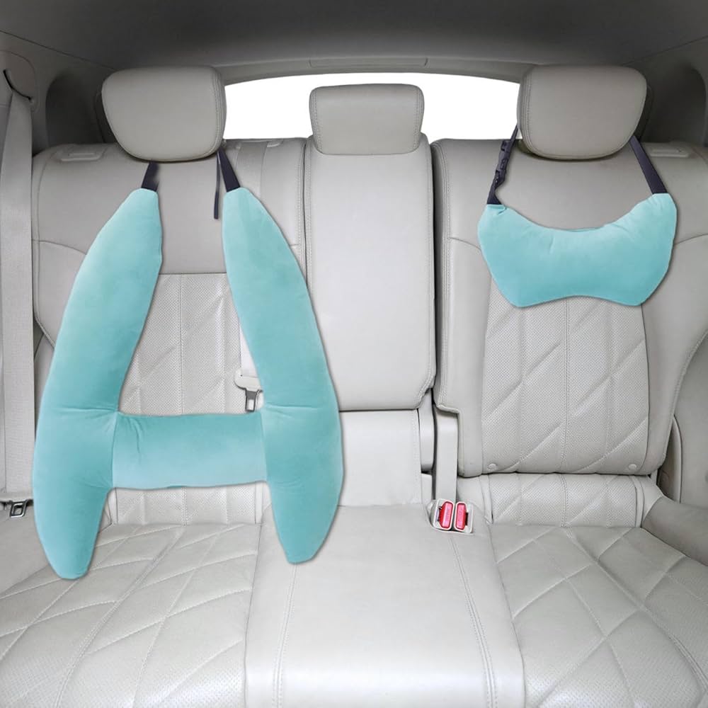 Xikangshun H-Shape Car Pillow Sleeping Head Support, Portable Travel Kids Pillow For Car Seats Long-Distance, Car Sleeping Long Journeys Pillows For The Back Seat Adults And Children (D