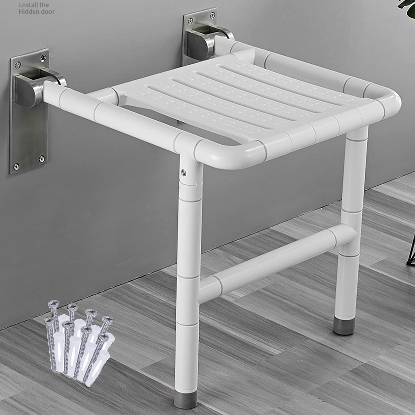 ZLL Bathroom Folding Stool,Non-Slip Shower Chair,Comfortable Support Stool,Barrier-Free Stool for The Disabled (Color : White)