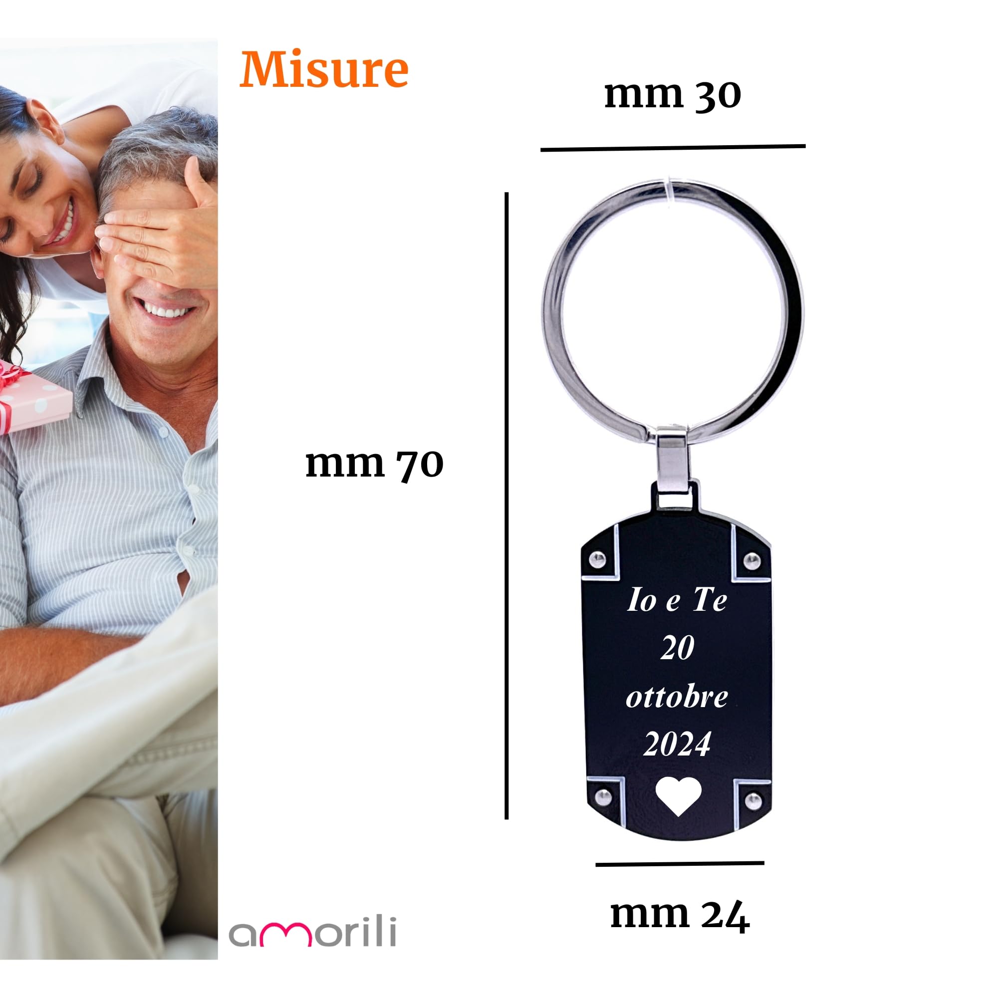 Portachiavi uomo piastra acciaio prt0040