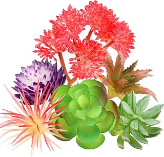 QUOZUO 6pcs Mini Artificial Succulents - Realistic Fake Succulent Plants for DIY Crafts Home Office Wall Decor (No Pots)