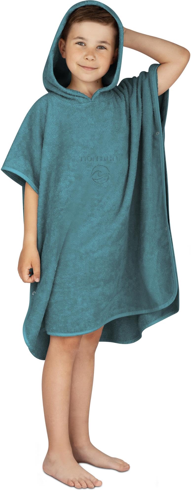 normani Kinder-Badeponcho Strandponcho - Handtuch-Poncho aus 100% natürlicher Bio-Baumwolle Handtuch Cape Badetuch mit Kapuze für Jungen und Mädchen 2-13 Jahre