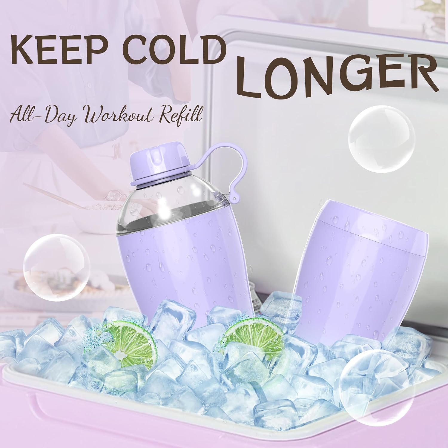 Insulated Water Bottle for Women, 24-Ounce Stainless Steel Water Bottle, Double Layered with Two Lids (Drinking Lids & Cup Lids) - Replenishing & Active Gift Packaging Available