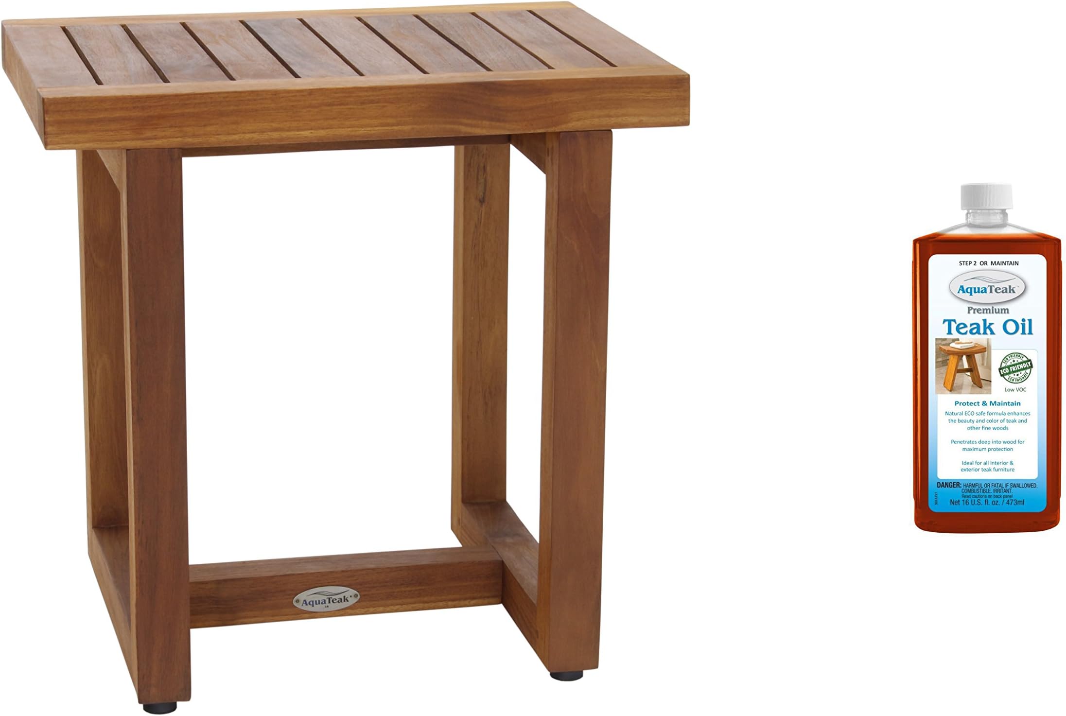 Amazon.com: Utoplike Teak Shower Bench Seat with Handles and Teak ...