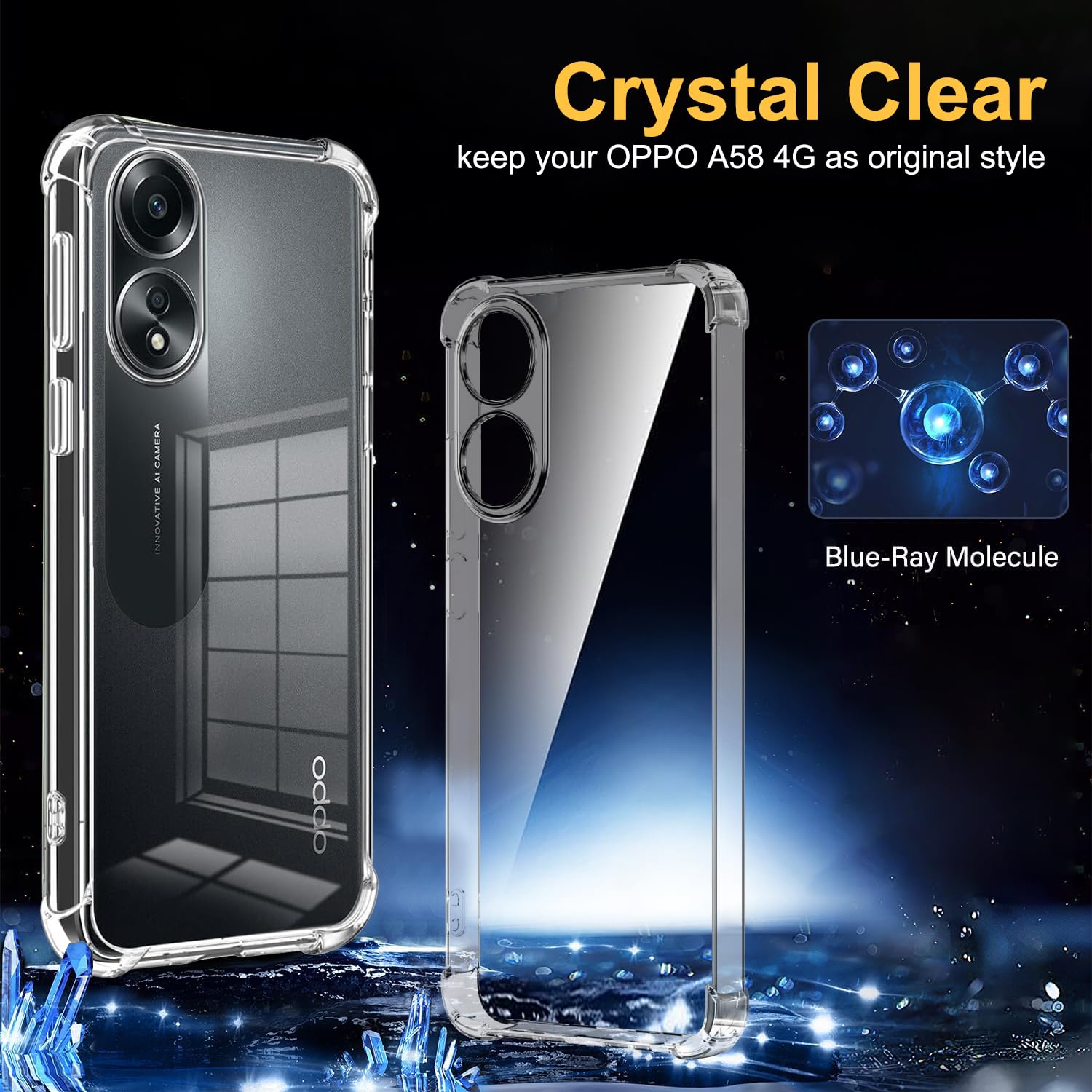 Compatible With Oppo A58 4G Case,Compatible With Oppo A58 4G (Not 5G) Built-in Bracket Car Magnetic Shockproof And Anti-Drop Phone Case Cover BR