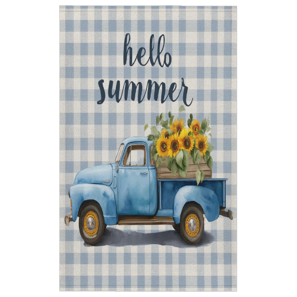 Paños de cocina a cuadros azules con diseño de girasol de verano de 45 x 72 cm, paños de cocina suaves y absorbentes de microfibra de secado rápido para decoración del hogar, paquete de 6