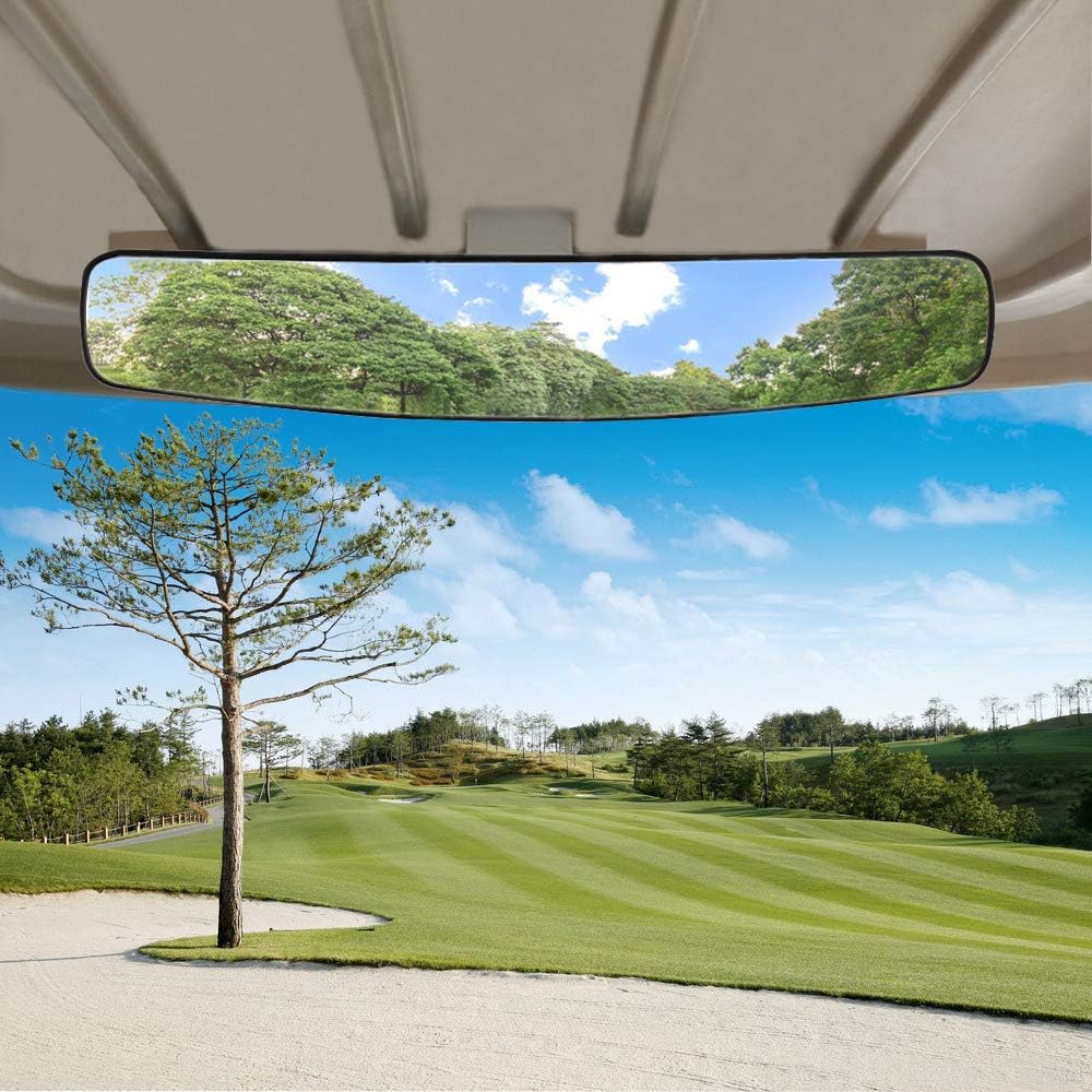 Newest Golf Cart Mirrors,16.5"" Non-destructive installation Panoramic Golf Cart Rear View and Folding Golf Cart Side Mirrors for Club Car EZGO Yamaha, black