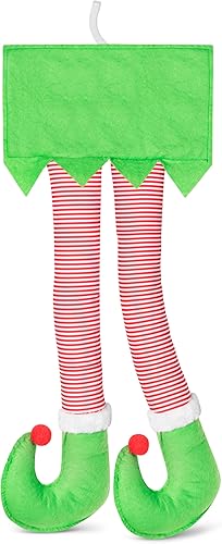 Miniatura 14 de Carbella Tronco patas de Papá Noel decoración de coche de Navidad, patas de Papá Noel rellenas para coche, vacaciones, Navidad, pies de Papá Noel