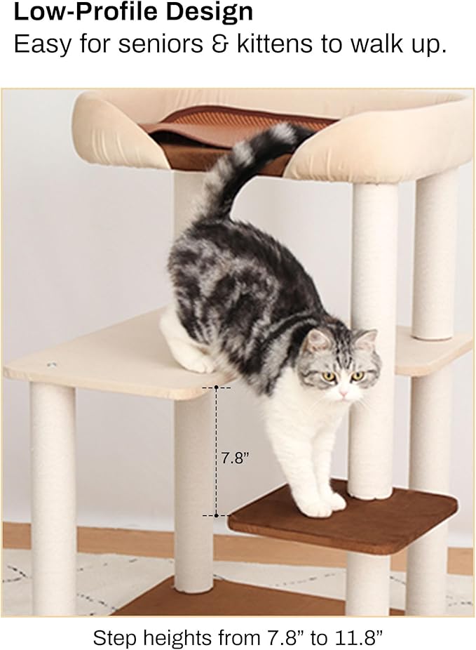 Árbol para gatos grandes con postes para rascar y base resistente miniatura 4