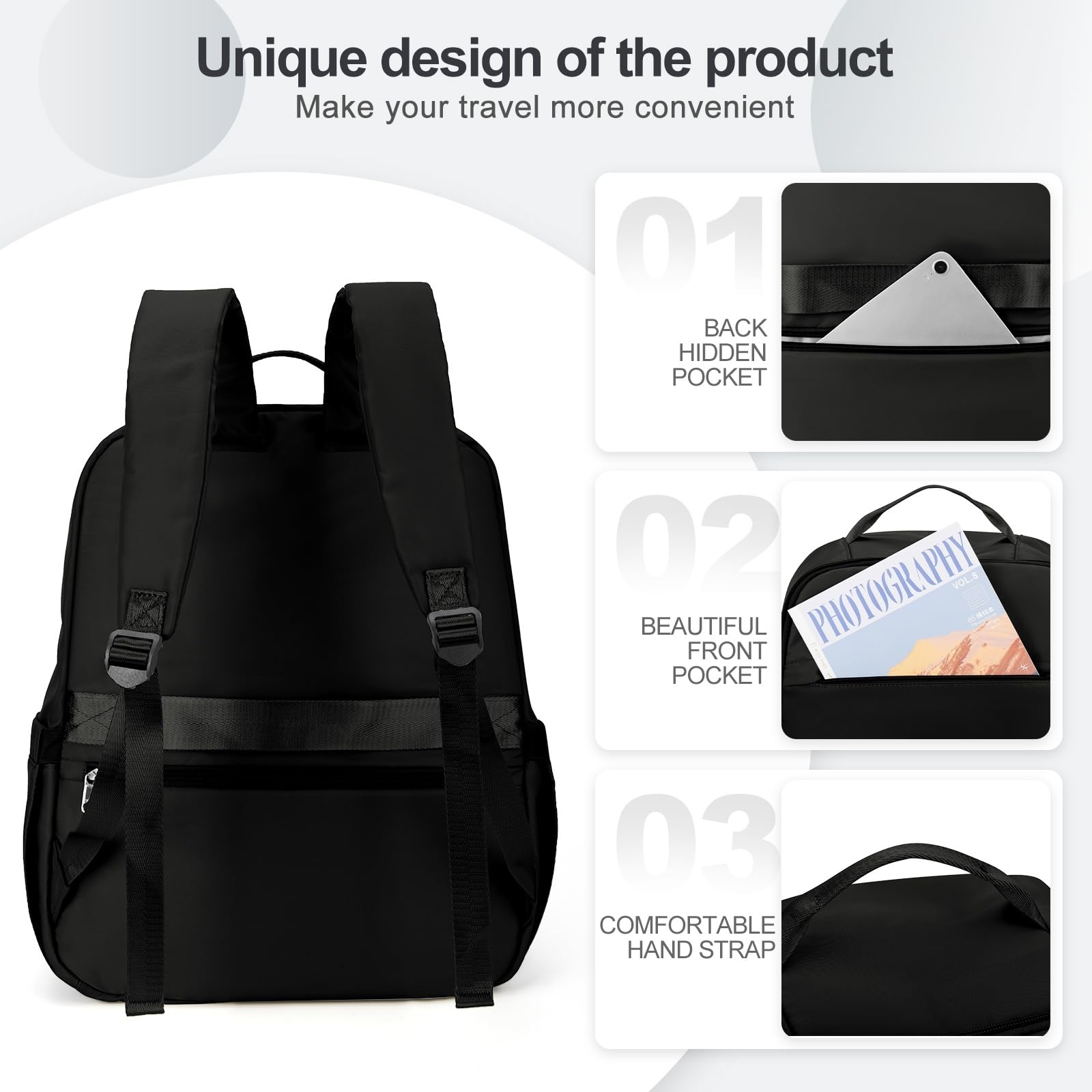 Zaino 40x20x25 in Cabina, Borsa da Viaggio per Bagagli A Mano con Scomparto Laptop, Pacchetto Giorno Compatto Viaggi Brevi E Pendoli