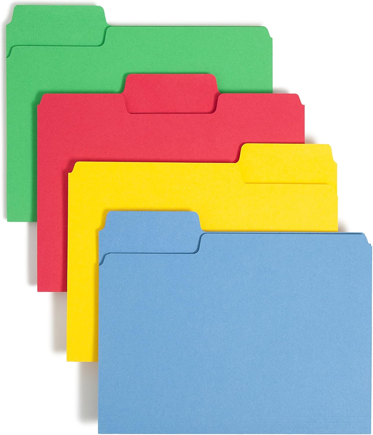 Smead SuperTab File Folder, Oversized 1/3-Cut Tab, Letter Size, Assorted Primary Colors, 100 per Box (11987), Pack of 1