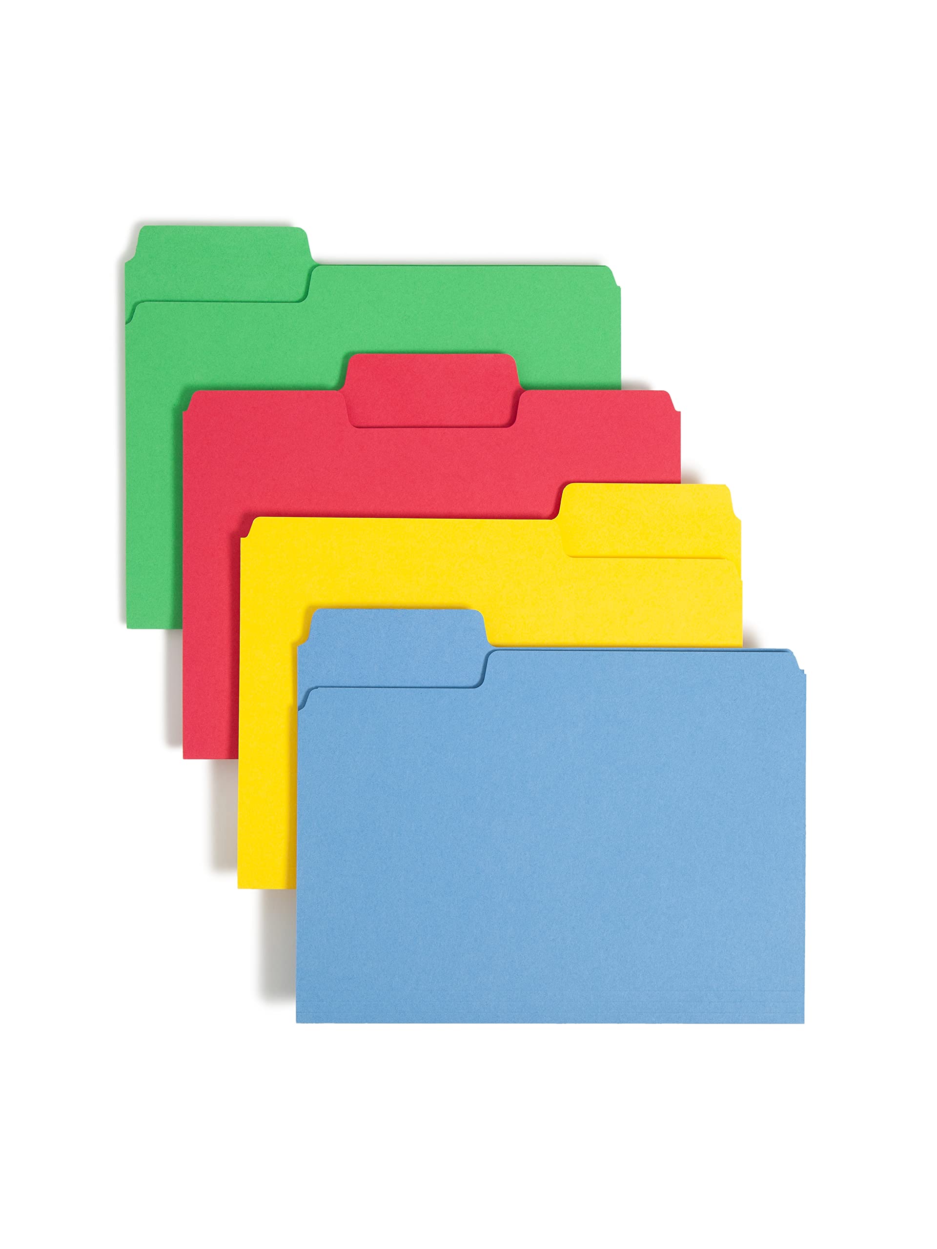 Smead SuperTab File Folder, Oversized 1/3-Cut Tab, Letter Size, Assorted Primary Colors, 100 per Box (11987), Pack of 1