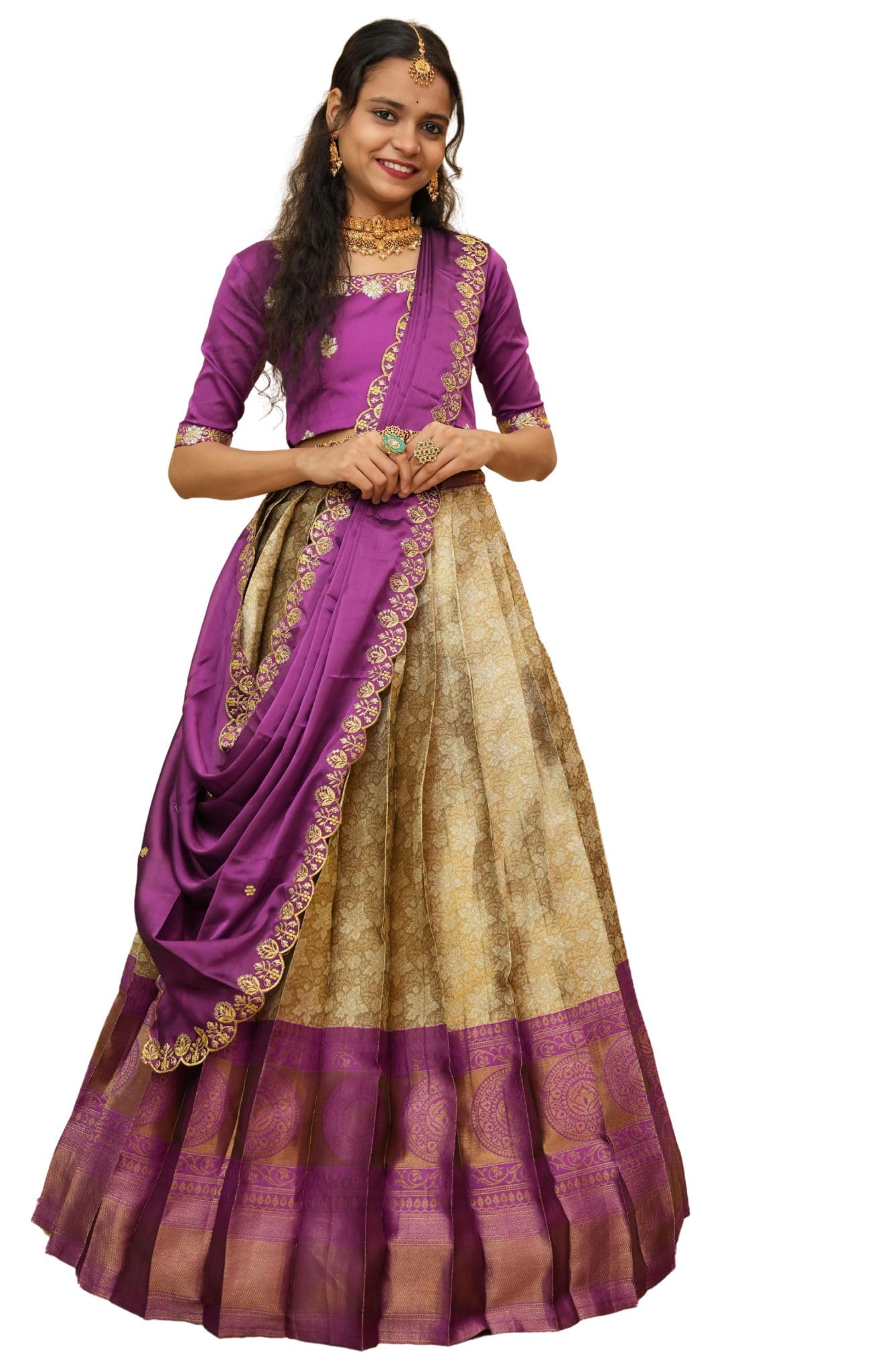South India Half and Half Saree for Womens-image-8