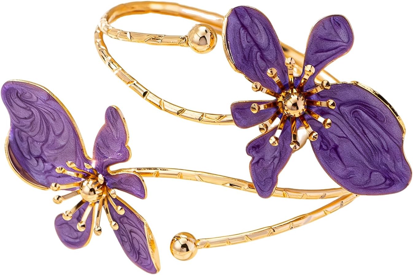 GIGB PBDK Gold Flower Arm Cuff Bracelets for Women Bohemia Vintage Floral Upper Arm Bangles Jewelry Greek Mythology Arm Band Open Bracelets Aesthetic Accessory