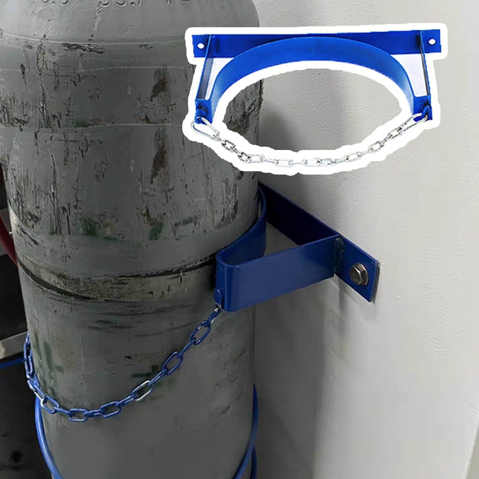 Supporto per bombole da Parete per impieghi gravosi con Catena Staccabile - Supporto Verticale per bombole per Un deposito Sicuro, Ideale per Uso Domestico e Industriale