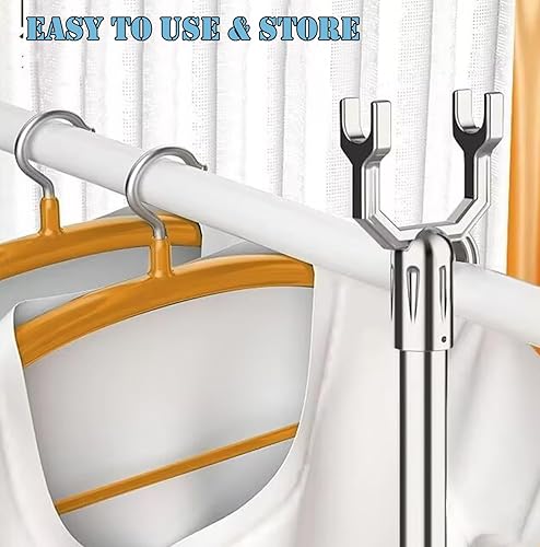 Miniatura 4 de Poste de largo alcance con gancho extensible de 55 pulgadas para ropa con mango largo para armarios altos techo zonas altas sin escalera