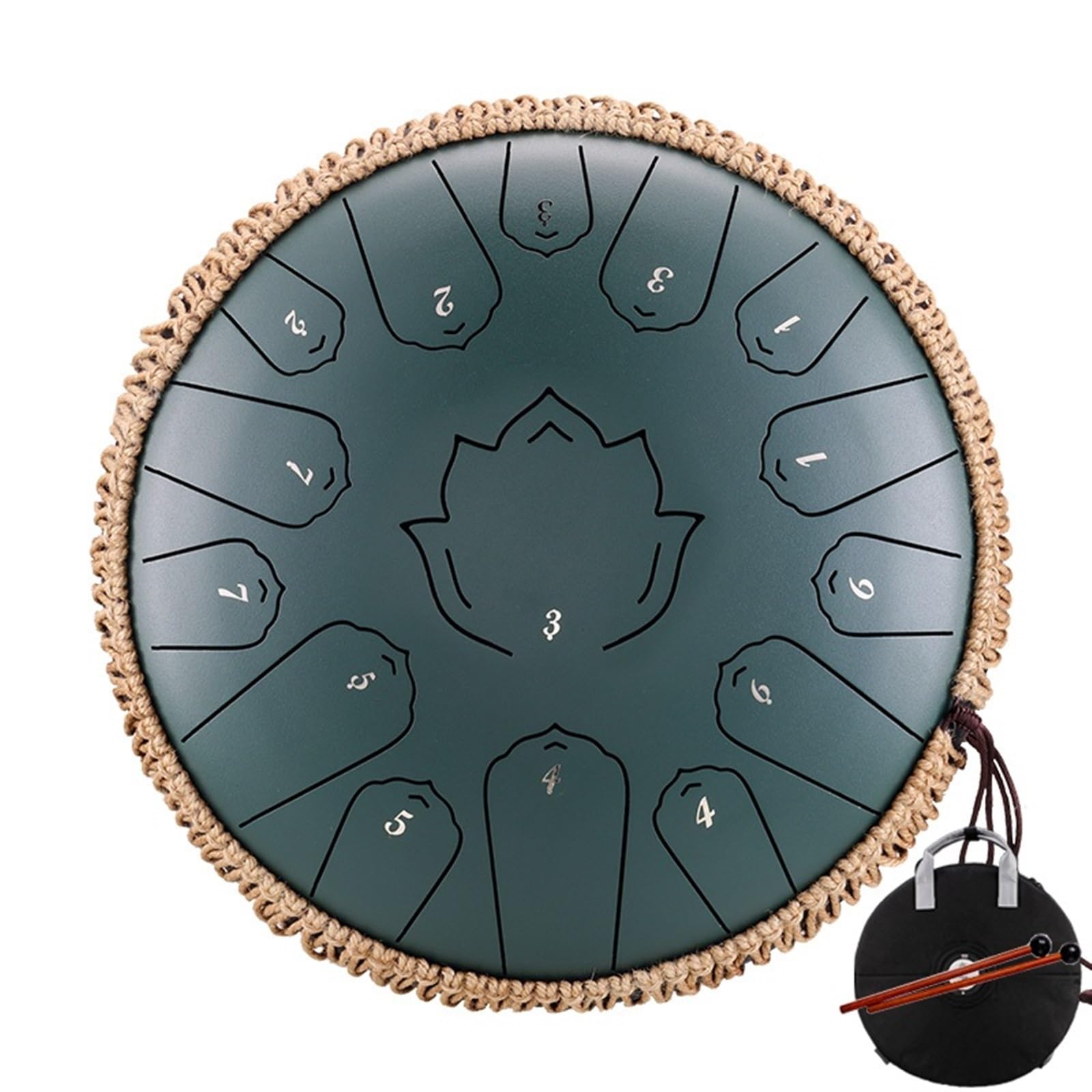 Tamburo Handpan Tamburo in Acciaio con Lingua 14 Pollici 15 Note C Tamburo etereo 13 Pollici 15 Note Strumento Musicale a percussione Handpan (Viola 13 Pollici)