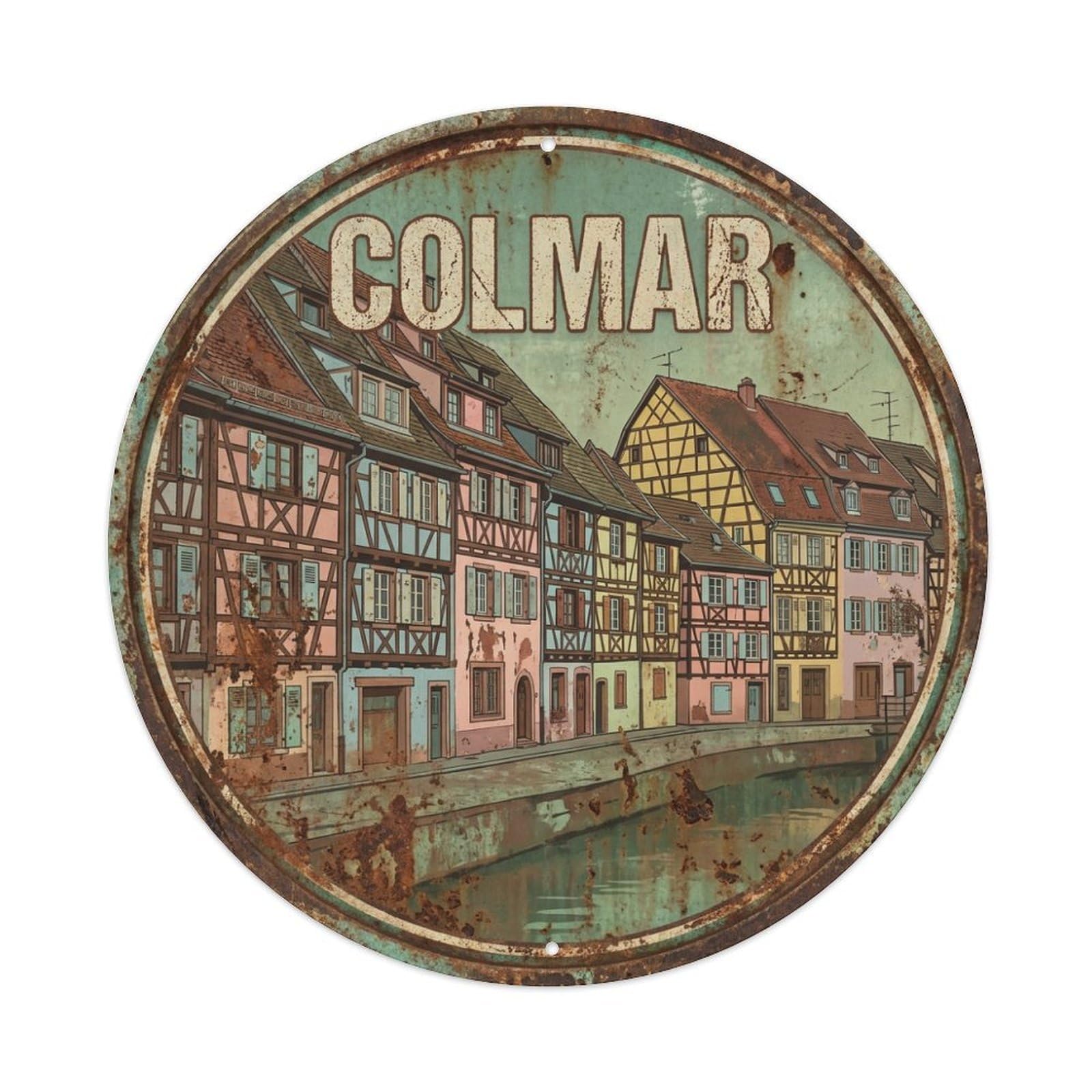 Metal Tin Sign France Vintage Travel Colmar