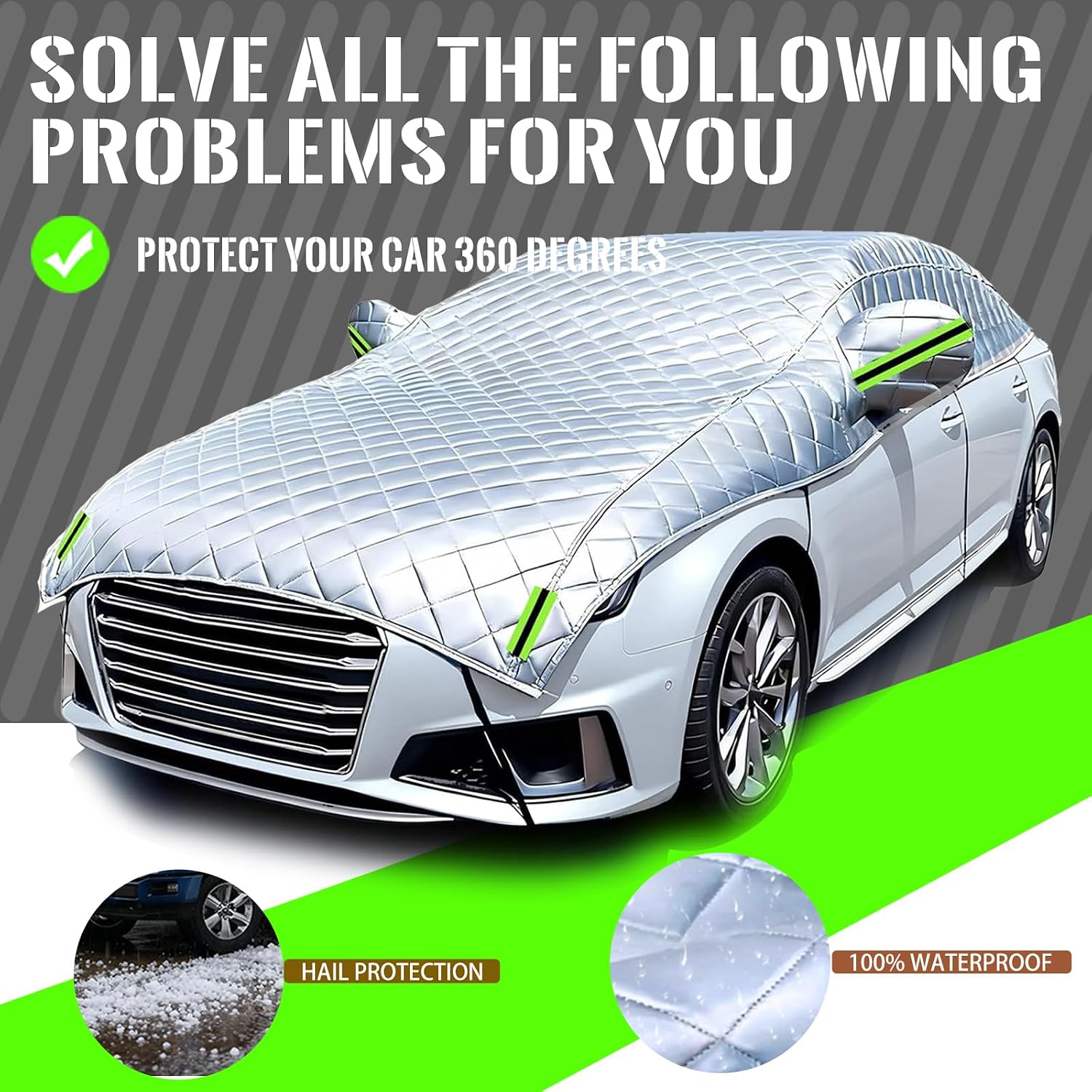 Hail Car Cover for Toyota Tundra 1794 Edition CrewMax 2022-2026,Heavy Duty Anti-Hail Car Covers Waterproof All Weather Snowproof Outdoor Protection with Zipper Door G26324