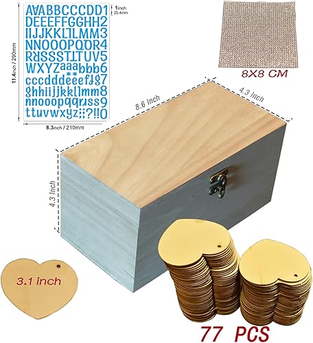 Miniatura 4 de Libro de invitados de boda alternativo 77 corazones grandes de madera para baby shower, despedida de soltera, aniversario, cumpleaños, jubilación,