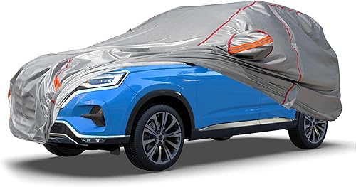 Miniatura 1 de Funda de automóvil impermeable para todo tipo de clima, 6 capas exteriores completas con cremallera de algodón, bolsillo para espejo. Funda de