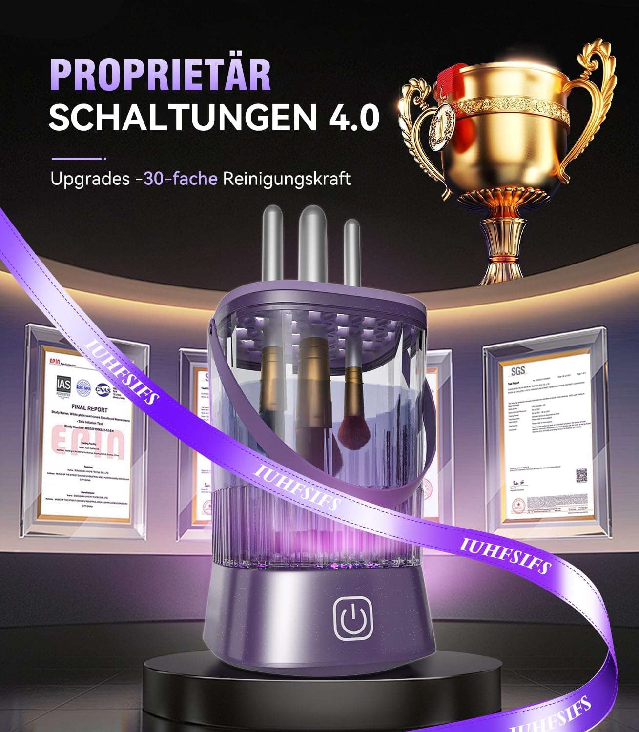 Pinselreiniger Make Up 【9000RPM Ultra-Power 4.0】Elektrischer Make-Up-Pinsel Reiniger mit Silikonnetz-Deckel für alle Bürstengrößen Hygiene für Makeup Brush Cleaner