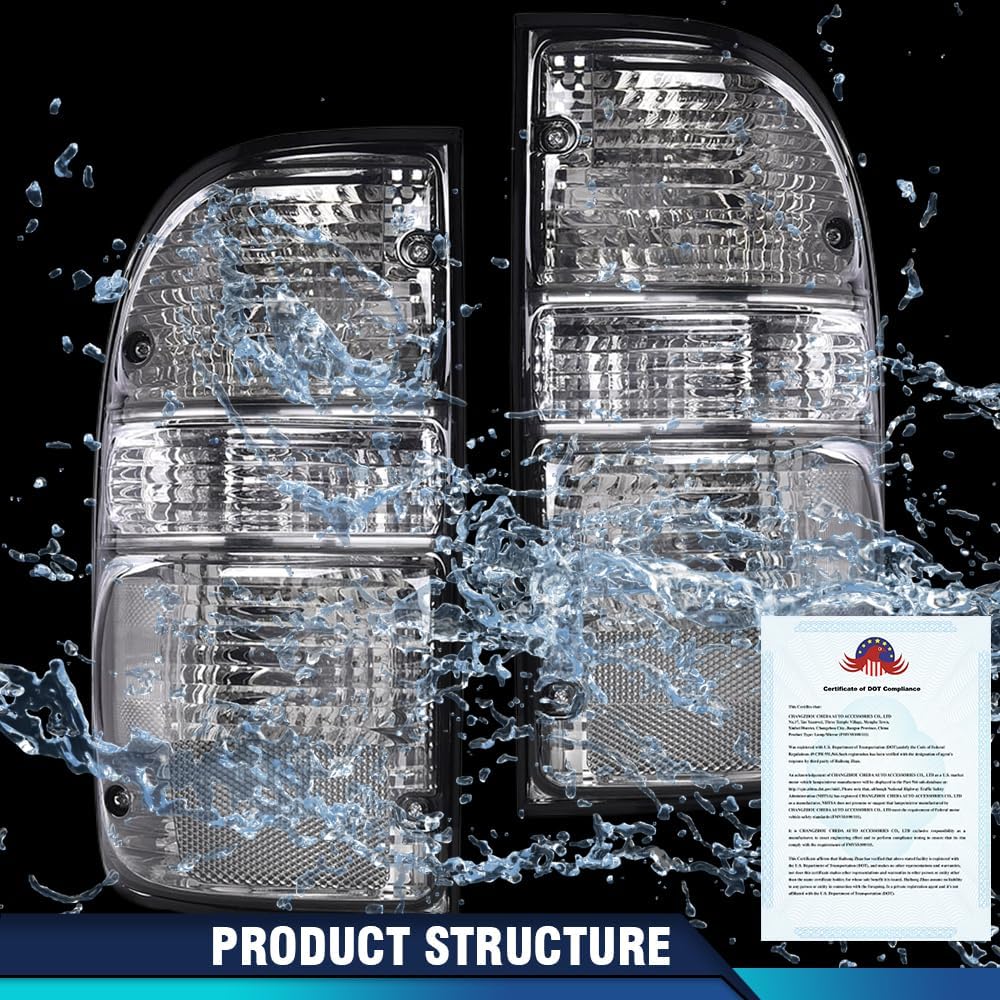 PIT66 Rear Tail Lights Brake Lamps w/bulb Wiring Pair Compatible with Toyota Tacoma 2001 2002 2003 2004,Rear Tail Lamp Lights Assembly 81560-04060, 81550-04060, TO2800139, TO2801139 Smoke Lens