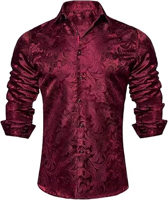 Men's Casual Loose Printed Up Long Sleeve Shirt Men's Shirt Shiny