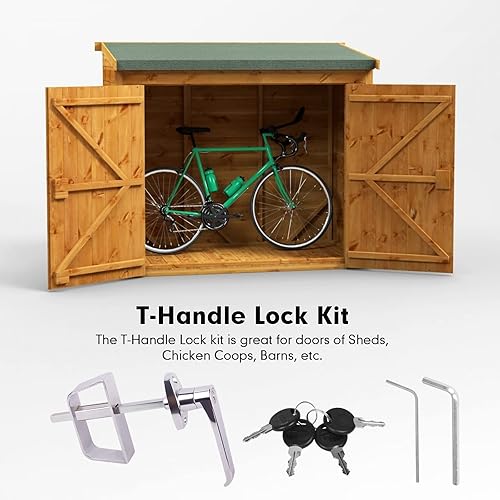 Miniatura 3 de BTEOBFY - Juego de cerradura de puerta de cobertizo con mango en L con 4 llaves, vástago de almacenamiento de 4-12 pulgadas, juego de cerraduras