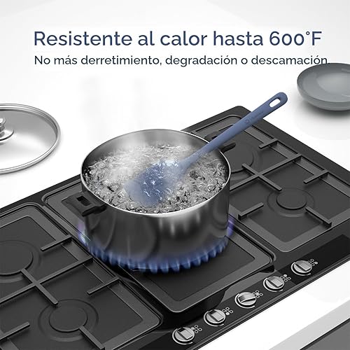 Miniatura 6 de Juego de 5 espátulas de silicona, espátula de goma de grado alimenticio, mango fuerte mejorado con agarre ergonómico, resistente al calor hasta 600
