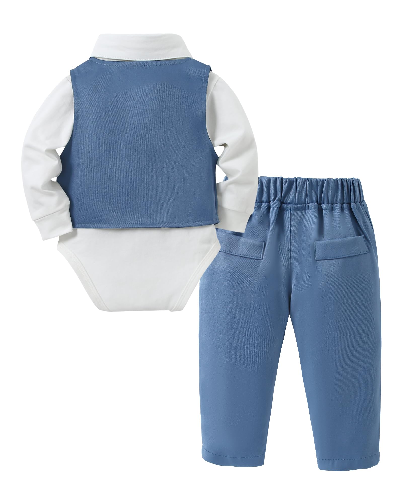 ZOEREA Ensembles Bébé Garçon Gentleman Smoking Vêtements 0-18 Mois, Enfant Mariage Vêtements Manches Longues Chemise + Gilet + Nœud Papillon + Corsage + Pantalon