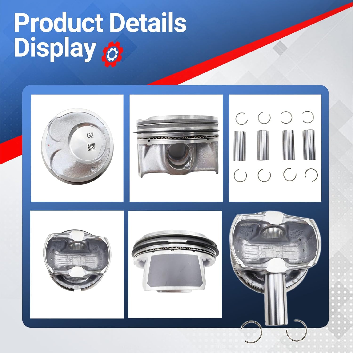 4PCS Engine Piston & Rings Kit 23041-2E210 Compatible with 2014 2015 2016 2017 2018 Kia Soul Forte Forte5 Forte Koup 2.0L Replace Part Numbers 230412E210 23041 2E210