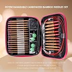 Circular Knitting Needles Ring Set, Interchangeable Carbonized Bamboo Needles Set Crochet Needles with Storage Case for Knitting, Aluminum Knitting Needles Knitting Tools