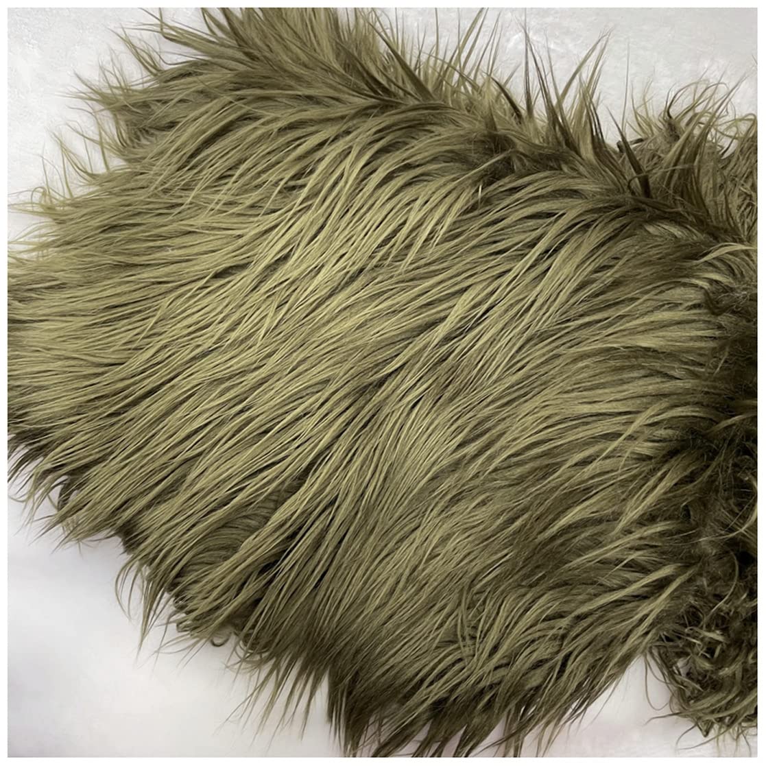 NAKANN Long Hair Faux Fur Fabric Soft Luxury Plush Fluffy 170x50cm 66''x19'' Artificial Fur Fabric for Costume Arts Crafts Toys Decorations Cosplay Throws(Color:army green)