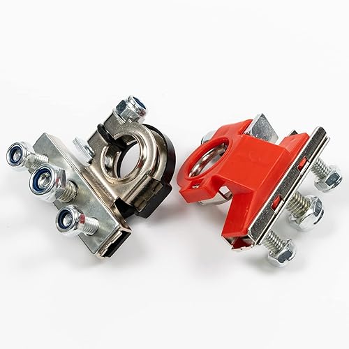 Miniatura 6 de 1 par de conector de terminal de batería de coche, abrazadera de cable de alambre de poste superior, extremos de terminal de batería de 3 vías para