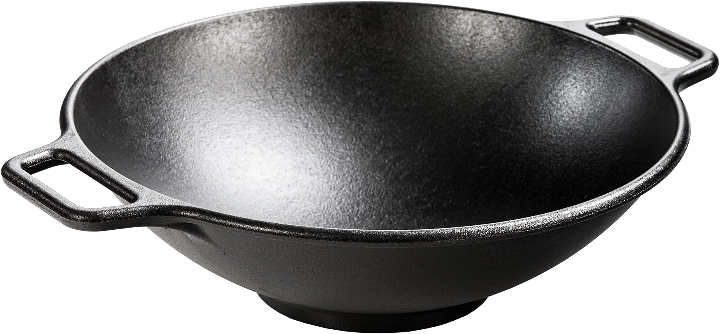 P14W3 35.56 cm / 14 inch Pre-Seasoned Cast Iron Wok with Loop Handles, Black