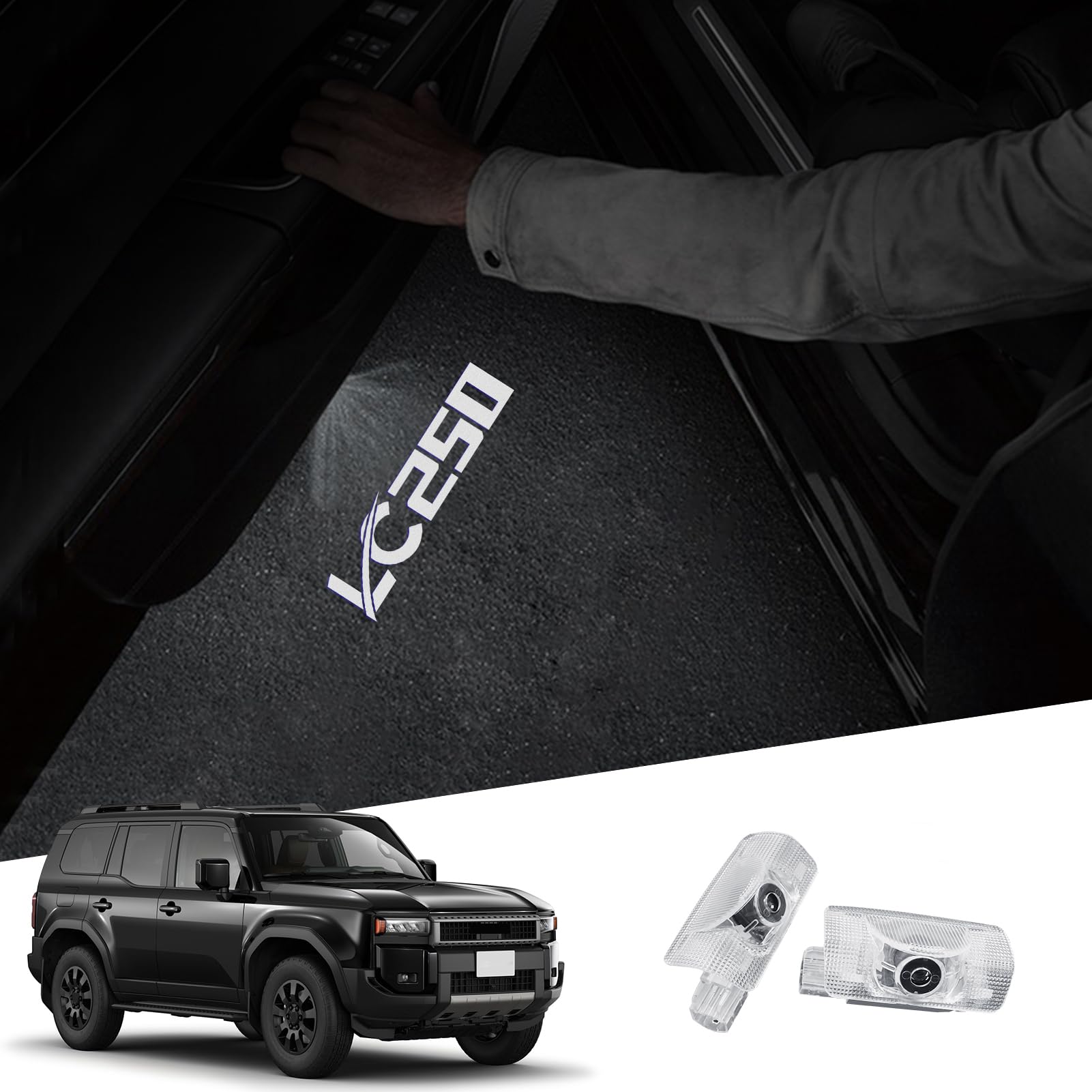 VLSDJ Door Sill Light Decorative Lamp Suitable for Toyota 2024 2025 Toyota Land Cruiser 250 1958 Prado Lc250 Bright LED Projection Lamp Door Light