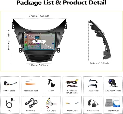 Miniatura 10 de 1+32G Android coche estéreo para Hyundai Elantra 2011 2012 2013 con Carplay Android reproductor multimedia auto 9 pulgadas pantalla táctil Radio