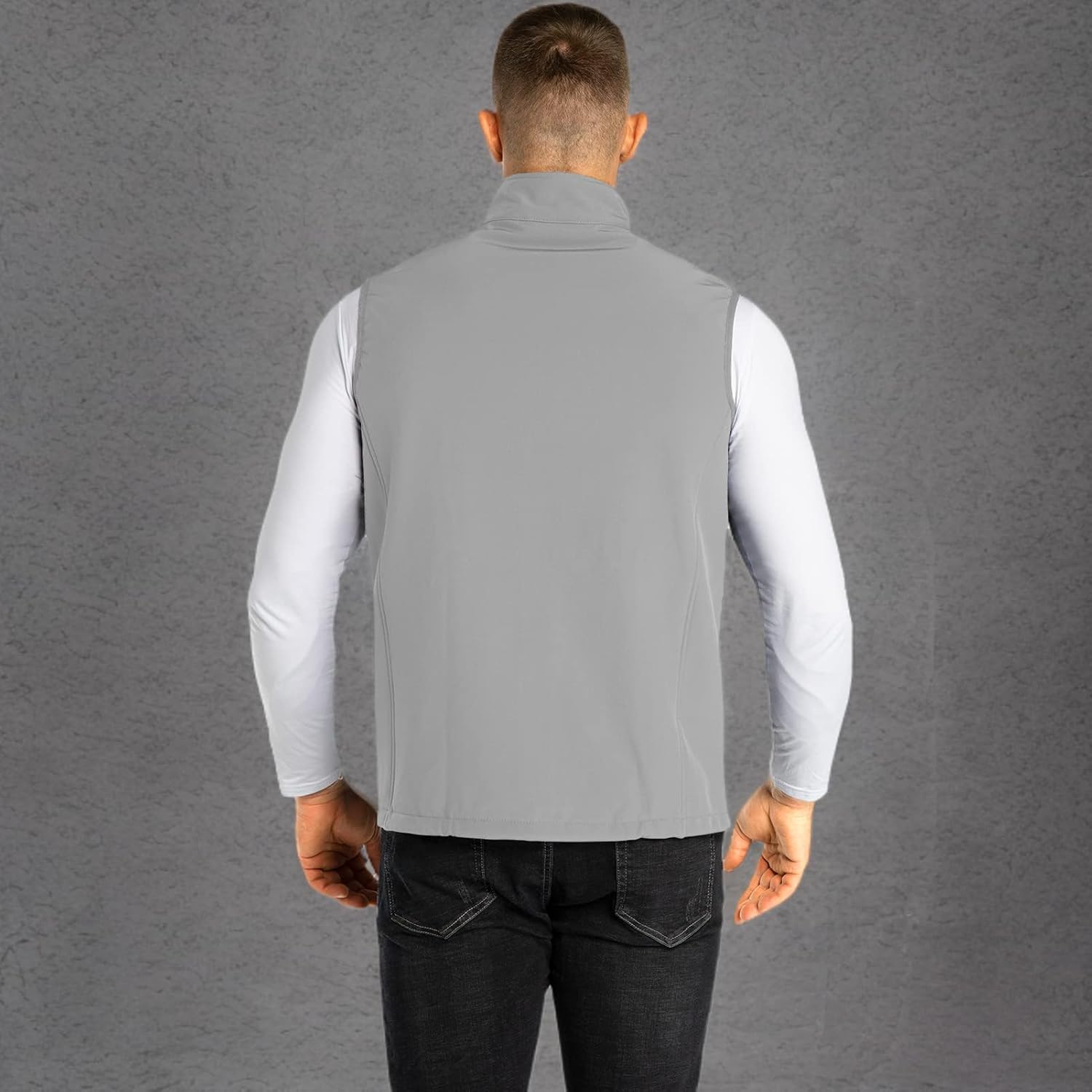 33,000ft Men's Lightweight Softshell Vest Outerwear Zip Up Fleece Lined Windproof Sleeveless Jacket for Golf Running Hiking - Image 7