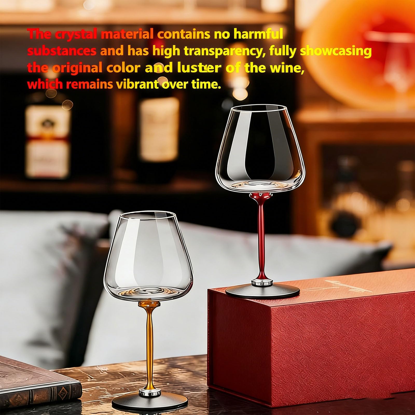 Calice da vino in cristallo, rotante con design aerato e base decorativa per vino rosso e bianco, ideale per bar e feste