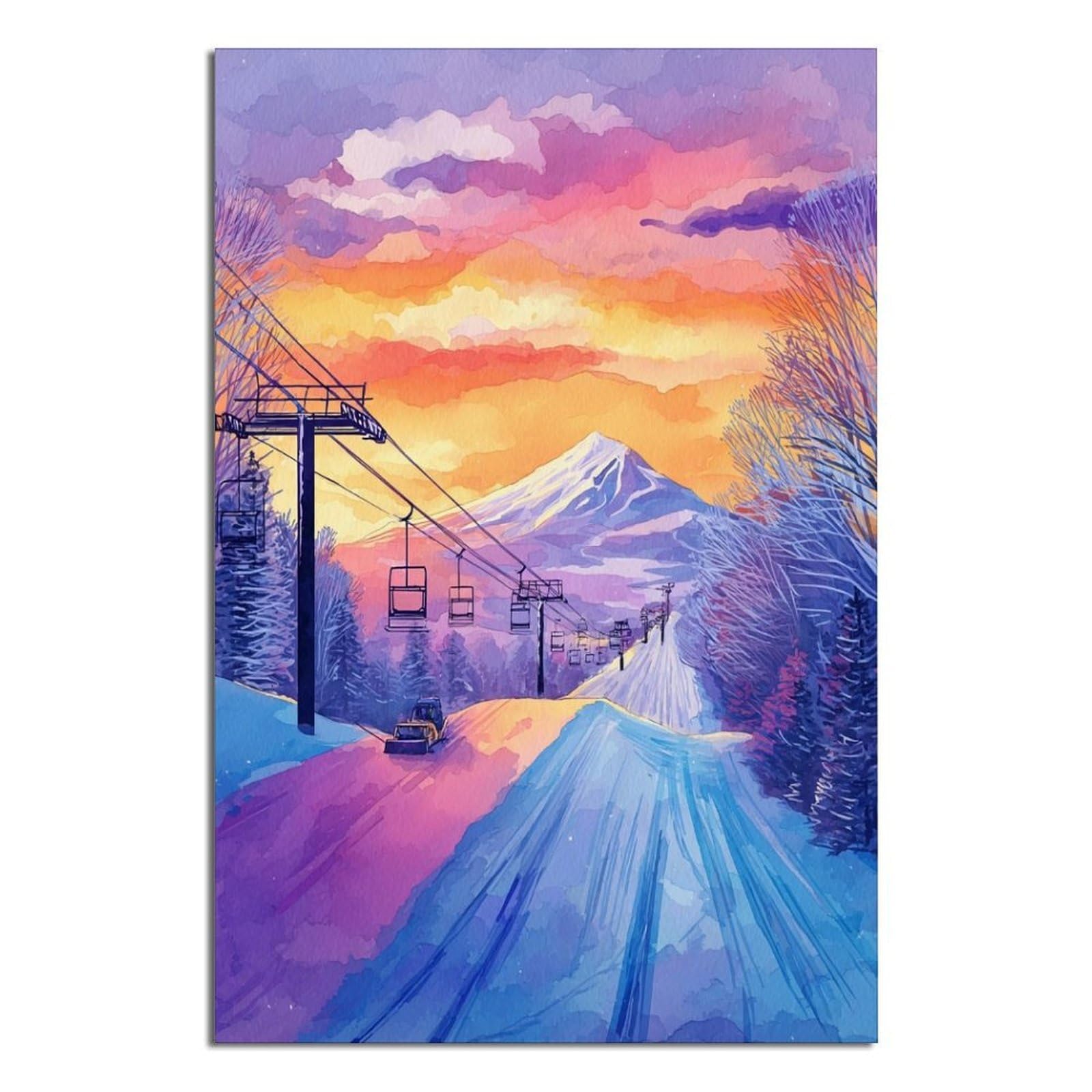 iPuzou Niseko Posters 20x30inch(50x75cm) Vintage Watercolor Canvas Art