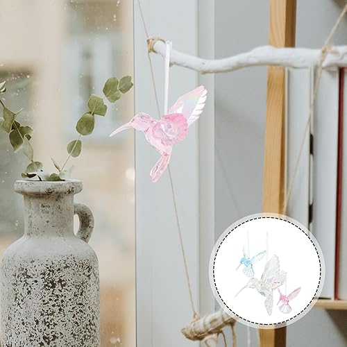 Miniatura 5 de EXCEART Colgante de pájaro de cristal, adornos colgantes de colibrí, ornamento de colibrí iridiscente, ornamento de colibrí iridiscente, pájaro,