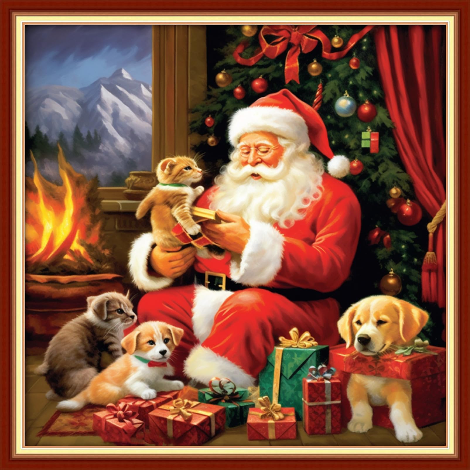 DMCVIVR Stamped Cross Stitch Kits for Beginners Adults Needlepoint Kits for Beginners Embroidery Kits for Adults Crossstitch Kit for Beginners 11CT-Santa Claus 18x18 inchs
