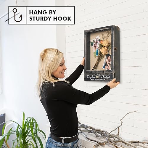 Miniatura 10 de AW BRIDAL Caja de sombra pequeña de 8.5 x 11.5 pulgadas, marcos de fotos, cajas de sombra profunda con estantes y cajones extraíbles, cajas de